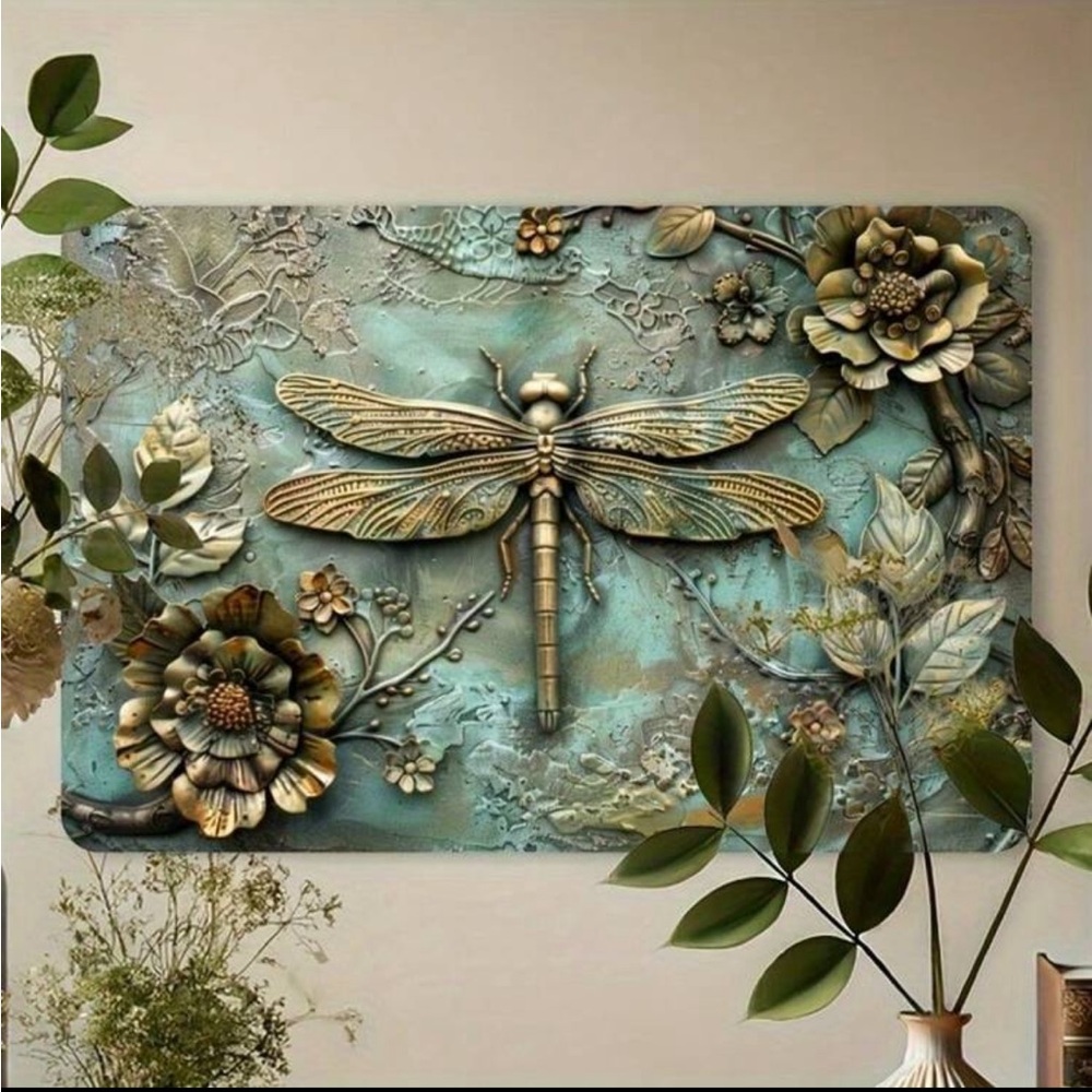 Vintage Teal Dragonfly Metal Indoor/Outdoor Decor NEW 🏷️